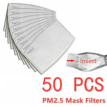

50/100pcs Adult Cover Gasket Face Cover Filter Scarf Pm2.5 Protection Activated Carbon Breathing Face Cover Filters Mascarillas