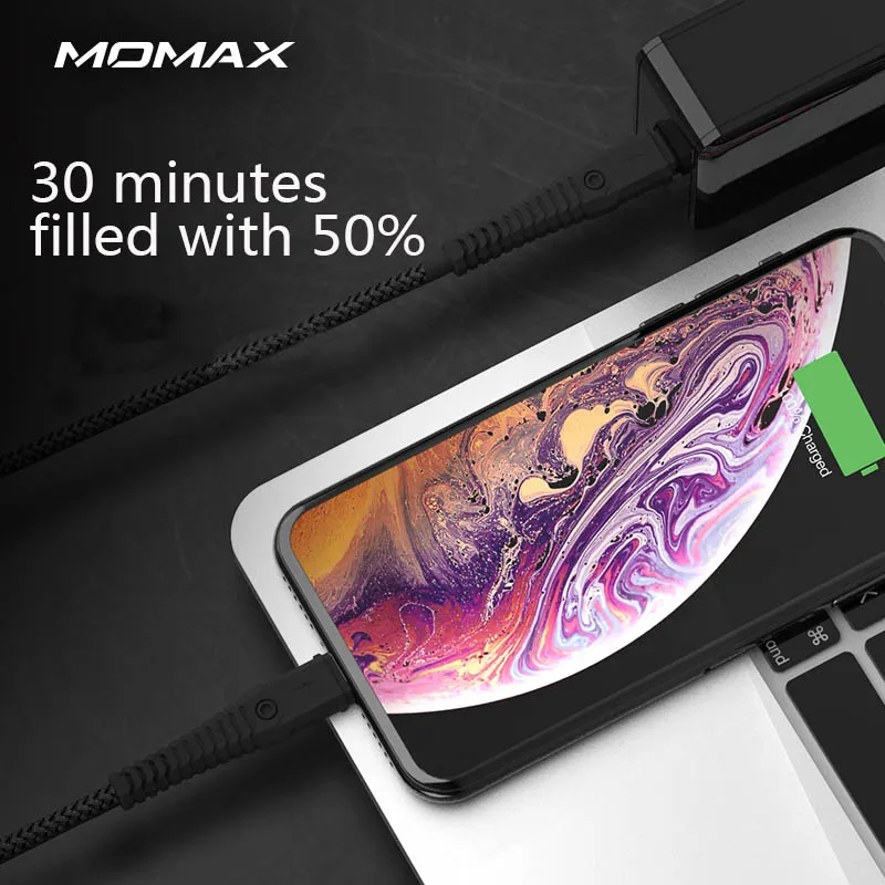 MOMAX прочная PD apple Быстрая зарядка линия передачи данных C до lightning-1,2 м 2 раза Сильная стойкость к изгибу Сертификация apple MFi