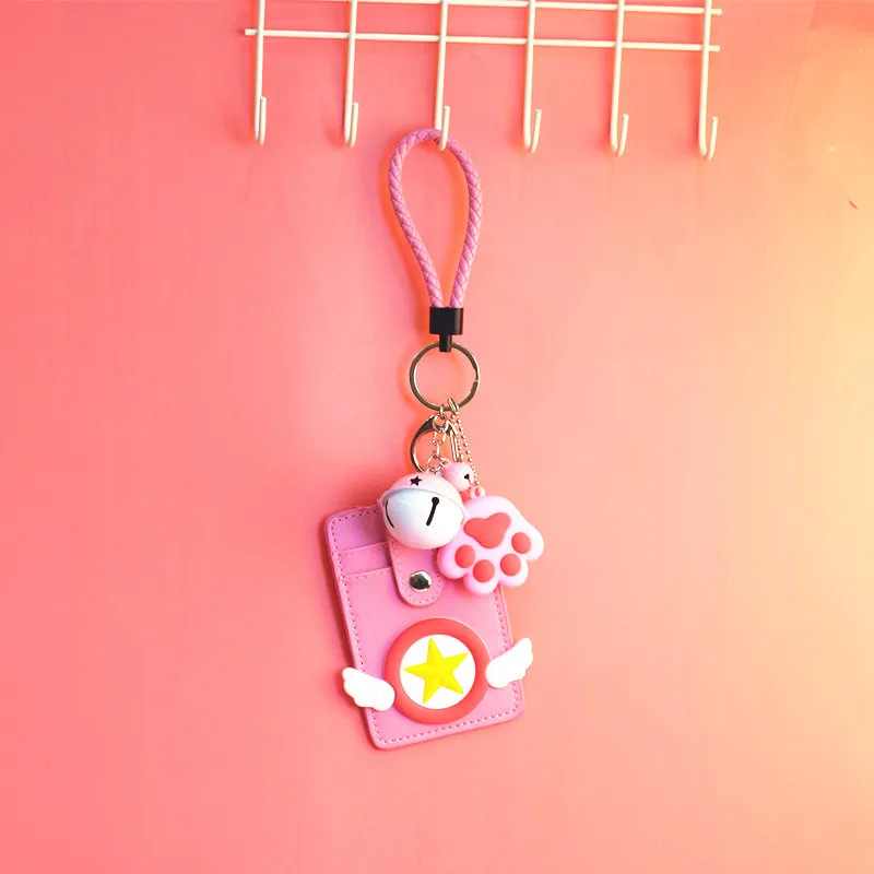 Мультяшный держатель карт Sakura аниме PU креативный брелок сумка Подвески студенческий автобус кредитный держатель для карт набор розовый чехол для карт цепочка чехол
