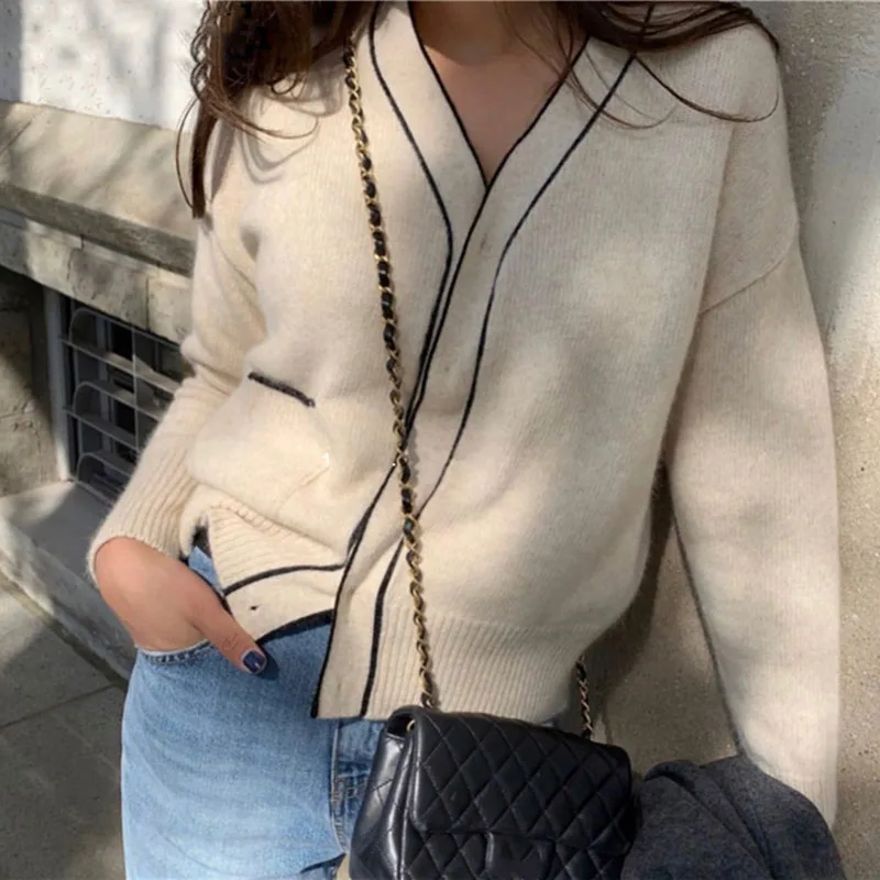

2020 Autumn Winter Women's Sweaters Loose Casual Fashionable Knitwear Korean Knitted Ladies Button Cardigans SWC7752