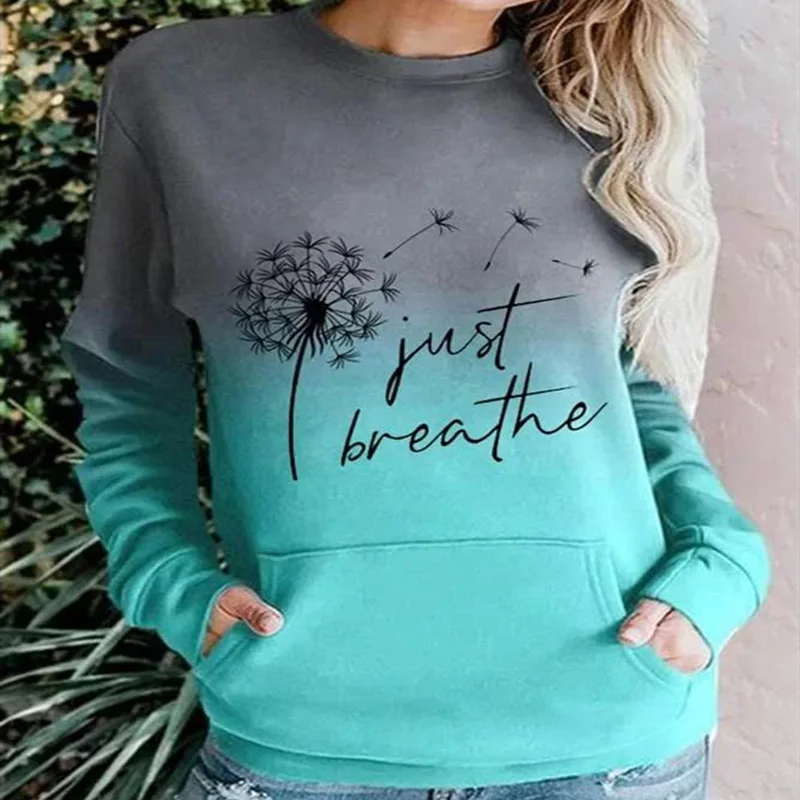 

Oversized Women's Hoodies Gradients Dandelion Pocket Tie Hoodie Printed Graphic Women for 2020 Dye with Sweatshirts Girls Hood