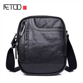 

AETOO Leather men's one-shoulder bag, outdoor casual men's slant bag, trendy mobile phone bag