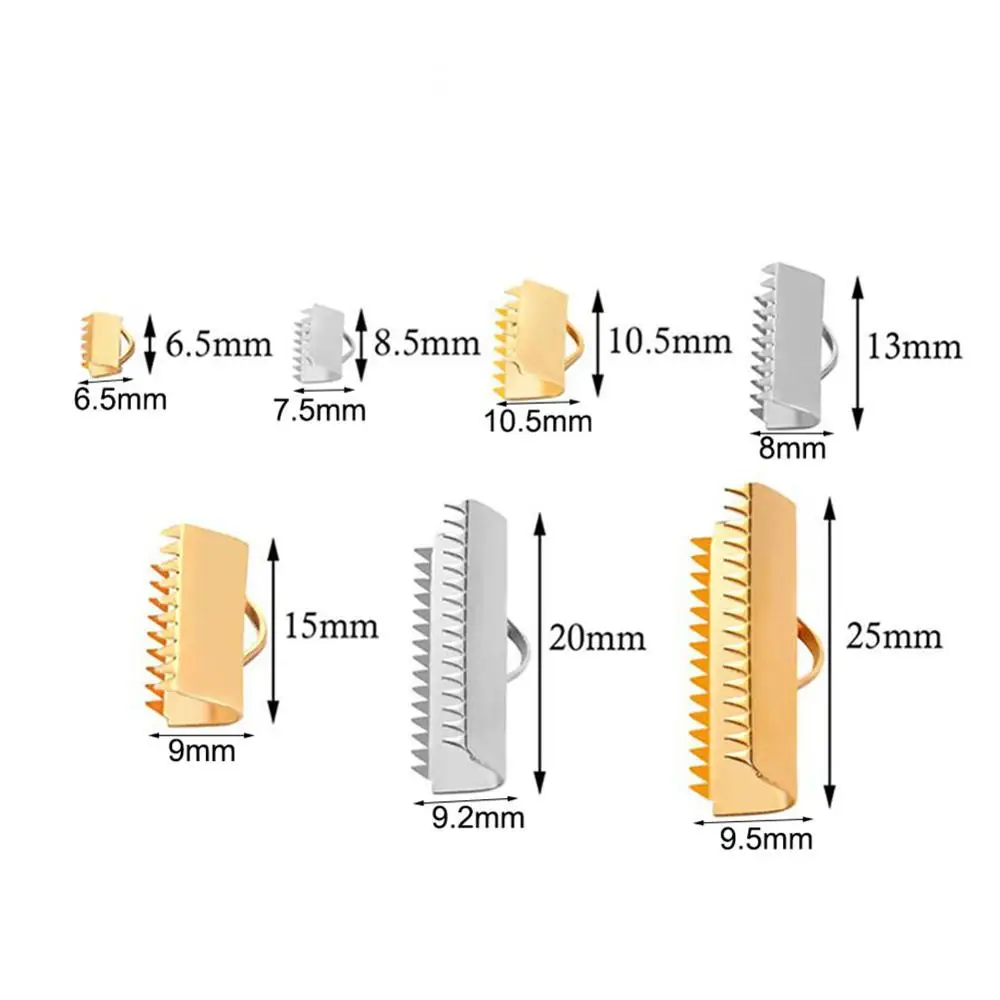 50pcs Stainless Steel Ribbon Cord End Caps String Leather Clip Necklace Bracelet Connector for Jewelry Making Supplies | Украшения и
