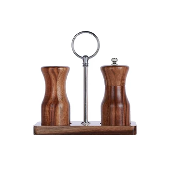 

AFBC Salt and Pepper Mill, Oak Solid Wood Manual Salt and Pepper Grinder with Adjustable Coarseness Ceramic Grinding Core Salt a