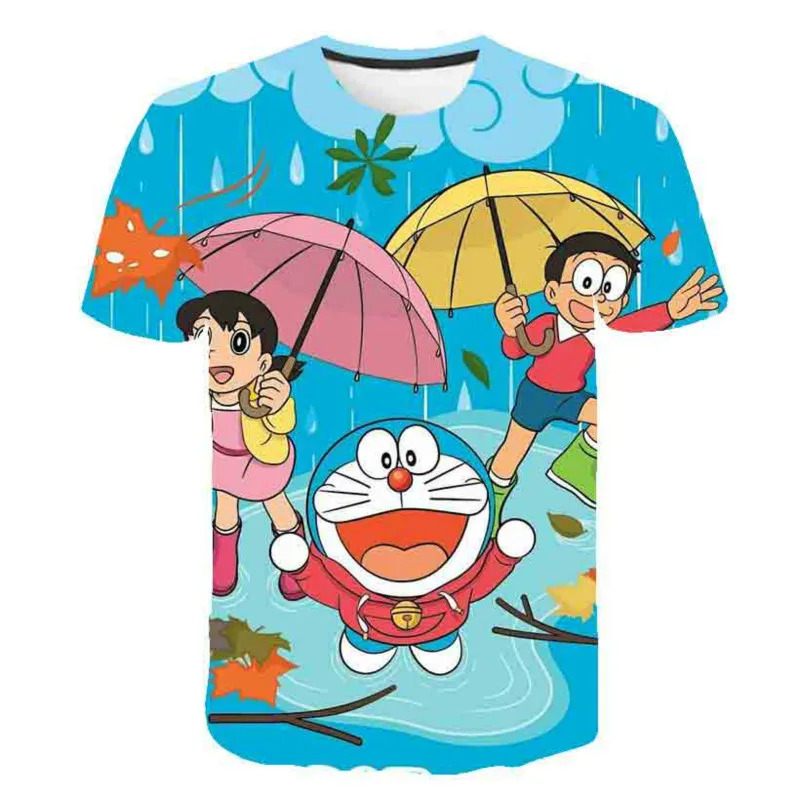 Kawaii Doraemon 3D детская одежда модная футболка летняя с героями мультфильмов Harajuku