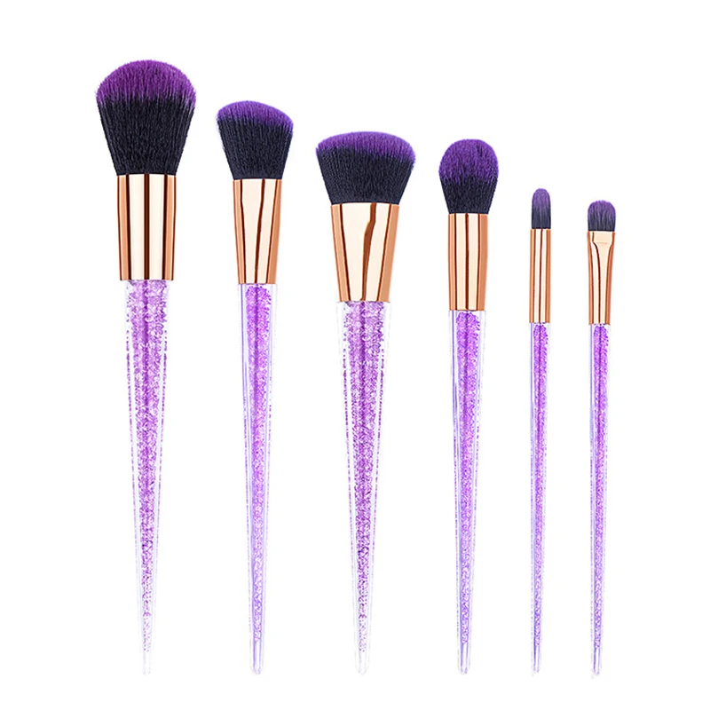 

Makeup Brushes Set Professional 6pcs Crystal Acrylic Makeup Brush Set Foundation Blush Powder Eye Brush Professional Beauty Tool