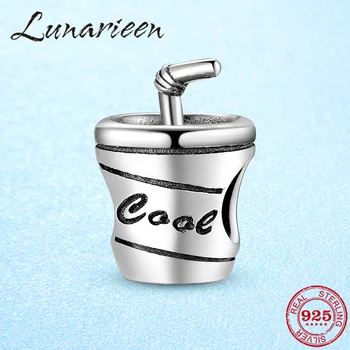 

Real 925 Sterling Silver Summer juice cup cool drink charm Beads fine Jewelry Fit Original europeu Charm Bracelets making