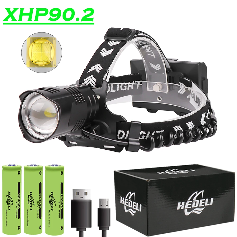 Супер XHP90.2 светодиодные фары XHP90 Высокая мощность головная лампа XHP70 USB 18650