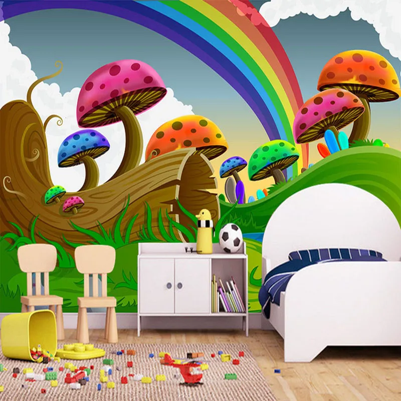 

Custom 3D Photo Wallpaper Mural Cartoon prairie mushroom For Kids Room Wall Painting Living Room Bedroom Wall Decoration Paper