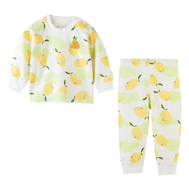 9 months to 3 years Old Одежда для маленьких мальчиков и девочек новые весенние детские пижамы из 2 предметов детская блузка с длинными рукавами Топы+ штаны, хлопковая одежда для сна