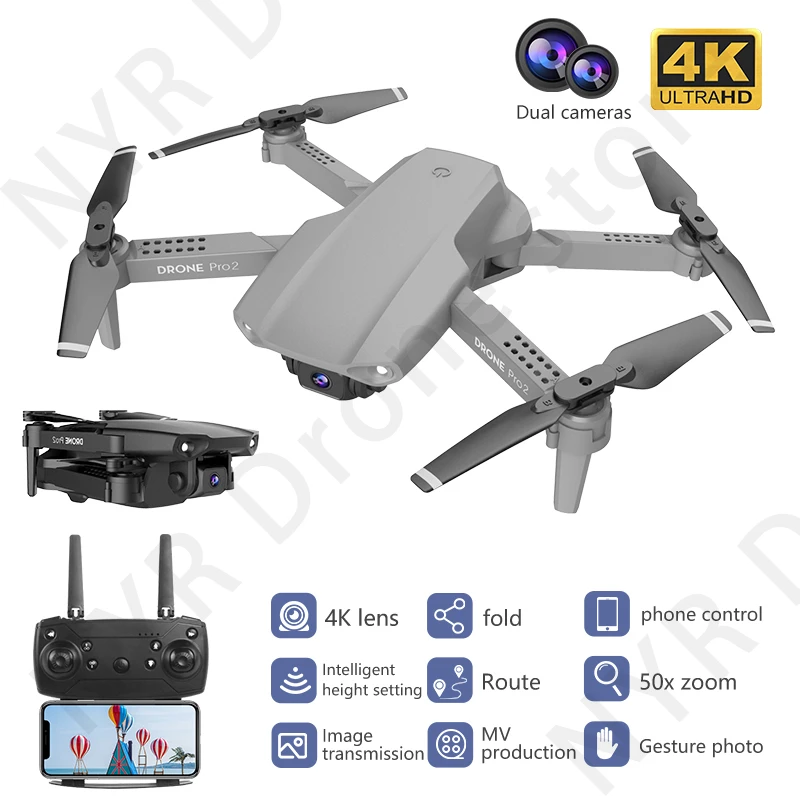 NYR PRO Drone 4K 1080P 720P Dual HD Camera Selfie WIFI Foldable Quadcopter Toys 