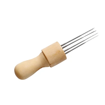 

HOT-DIY Felting Needle Holder with Eight Needles Tool Craft Wool Felt Stitch Punch Tool with Solid wood handle Felting Effiently