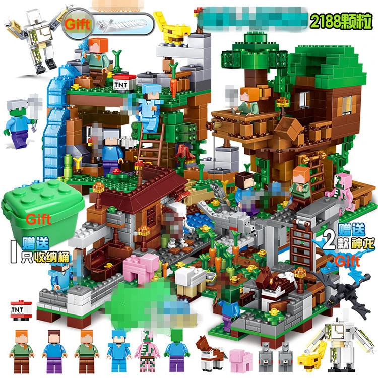 

2188PCS Technic Village The Tree House Building Blocks Legoinglys My World Minecraftedsl Mini Figures Bricks Christmas Toys