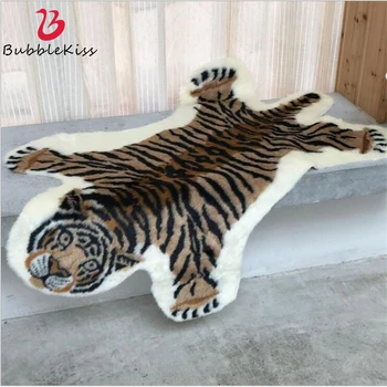 

Bubble Kiss Soft Acrylic Tiger Fur Rugs Animal Pattern Area Rug for Living Room Creative Faux Fur Rug For Bedroom Fluffy Carpet