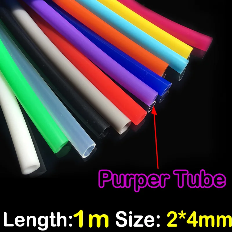 Colorful Soft Silicone Rubber Tube - Food Grade Flexible Hose, 1 Meter Length, 2mm x 4mm Diameter
