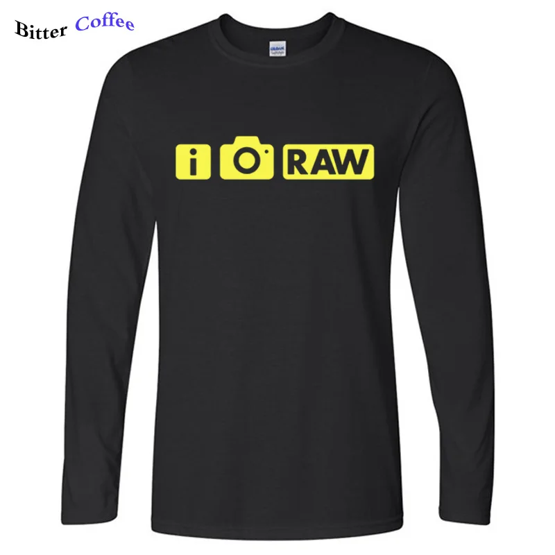 Новая брендовая одежда I Shoot RAW забавные Фото Прикольные футболки с надписями Футболка Мужская хлопковая футболка с длинными рукавами и круглым вырезом - Цвет: 2