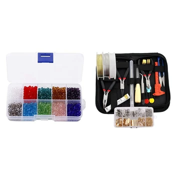 

DIY 4mm 1000Pcs Faceted bicone Crystal Glass Beads & 1SET Jewelry Making Kit with Jewelry Tools, Jewelry Wires