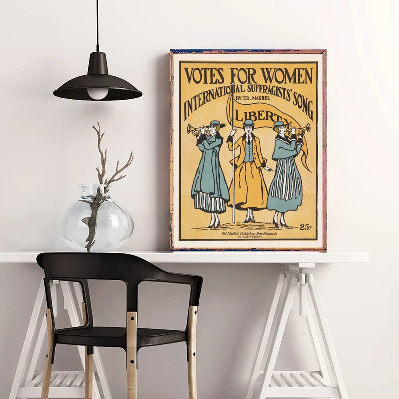 Feminist Sheet Music Booklet Poster Votes For Women Vintage Painting Canvas Prints Woman Gift Girls Bedroom Wall Art Decoration  Дом и | Отзывы и видеообзор
