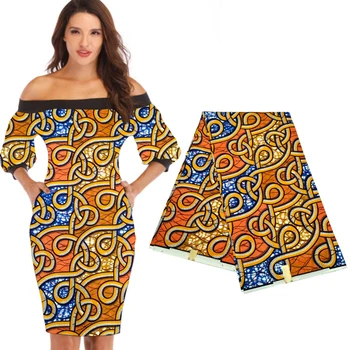 

Polyester African wax print fabric,Ankara fabrics Batik wax kitenge fabric 6 yards LBLD-201