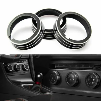 

3Pcs Black Anodized Alloy AC Climate Control Knob Covers For Volkswagen Golf MK7