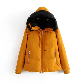 

2019 fashionable ladies winter warm cotton jacket women's hooded fur collar windproof warm wild parka