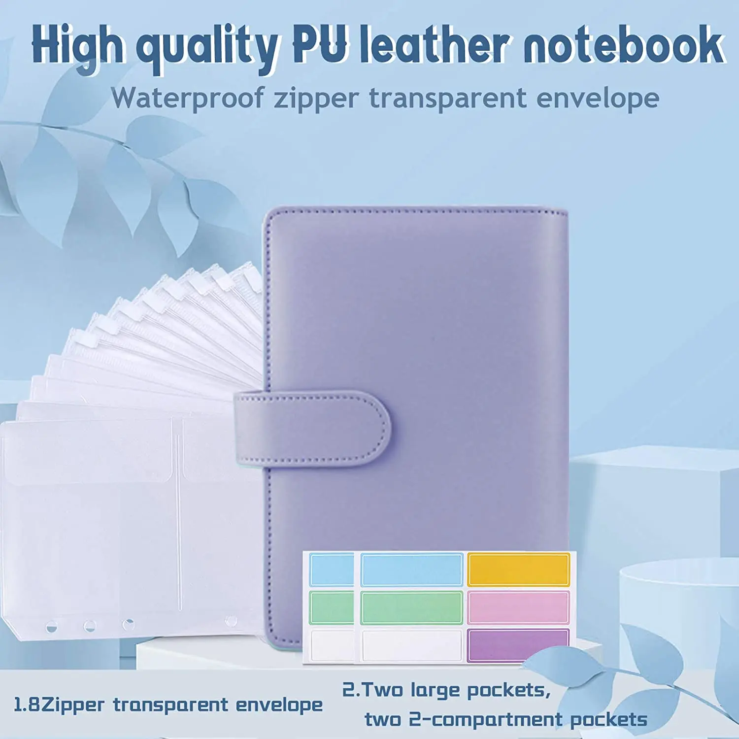 15 Pieces Binder Budget Planner Cash Envelope Binder with Budget Envelopes A6 Binder Pockets Cash Envelope Wallet for Budgeting