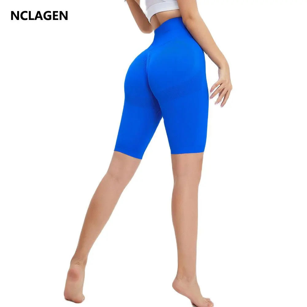 Nclagen Women Sports Shorts For Fitness High Waist Elastic Gym Leggings