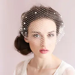 Bridal Veils In Stock Fast Wedding Net Birdcage Women Face Veil White Ivory Hats Fascinator With Gold Hair Comb Clips