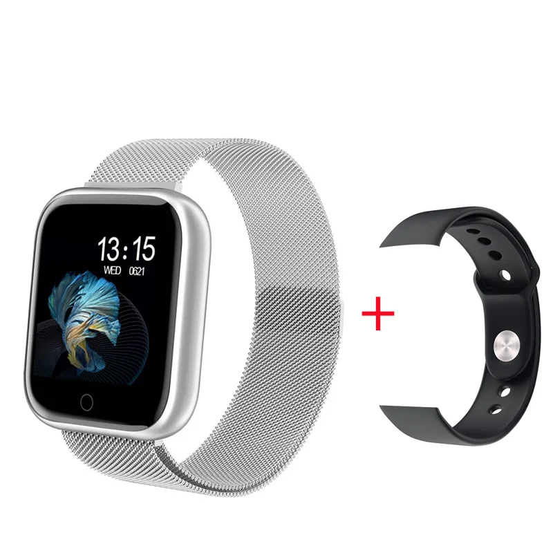 T80 silver Женские IP68 Водонепроницаемые Смарт-часы P70 P68 T80, умные часы, пульсометр, кровяное давление, монитор SPO2, фитнес-трекер, браслет, часы - Цвет: T80 silver
