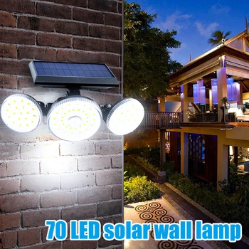 

3 Heads LED Solar light Outdoor Motion sensor Wireless wall lamp Waterproof Emergency Rotatable light Suitable for Garden Garage