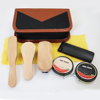 

8 Pcs Shine Polish Brushes Cylinder Box Kit Shoe Care Tool Shoe Brush Professional Wooden Brushes Set Home Cleaning Accessories