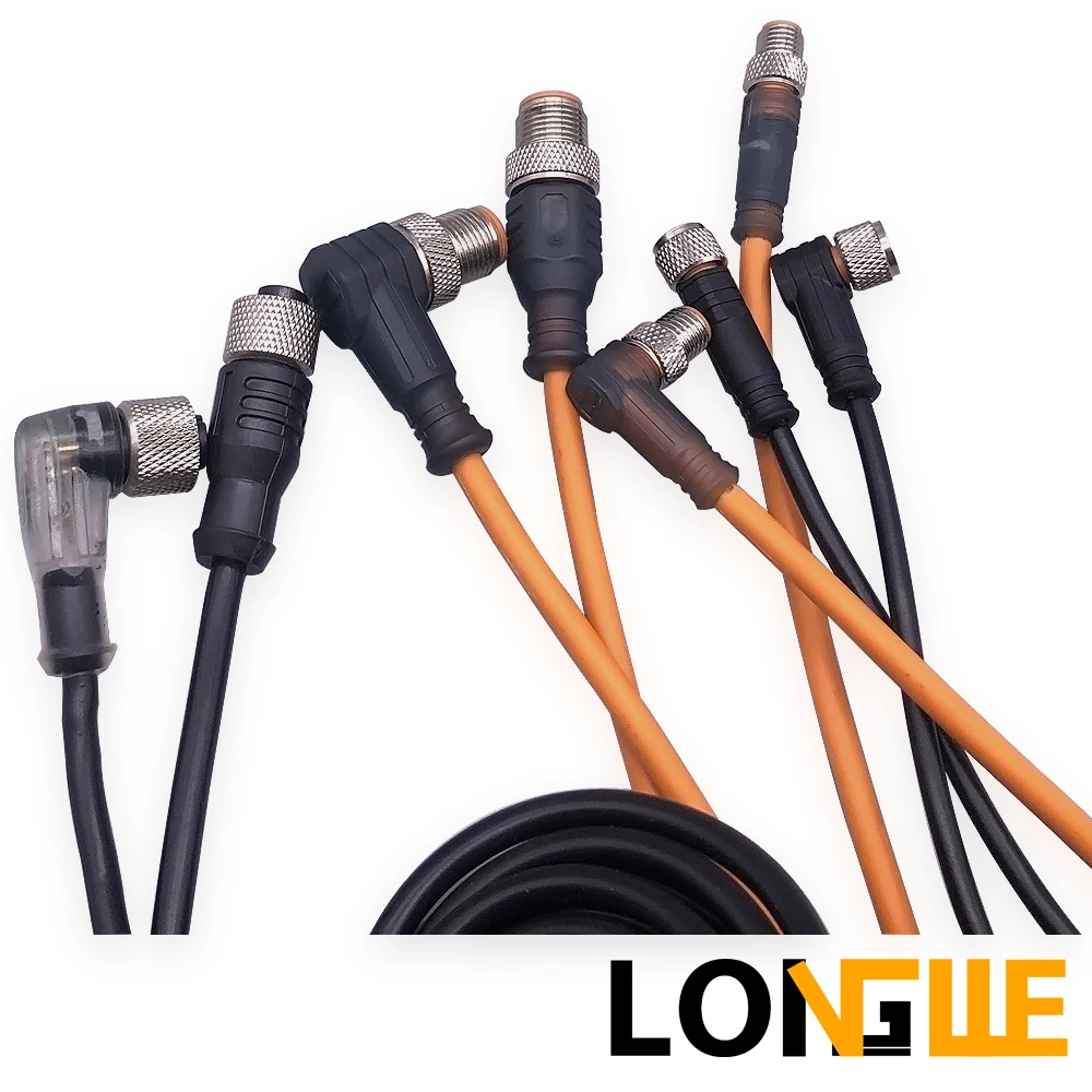 M12 3 4 5 8 pins PVC PUR LED Waterproof sensor cable connector Type A socket plug 2m LONGWE afbeelding