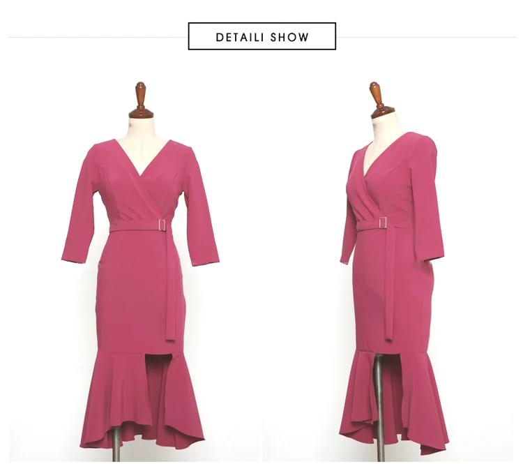 SHIJIA, женская одежда, оборки, подол, посылка, бедра, платье для женщин, Vestidos, глубокий v-образный вырез, тонкая талия, пояс, женское элегантное платье