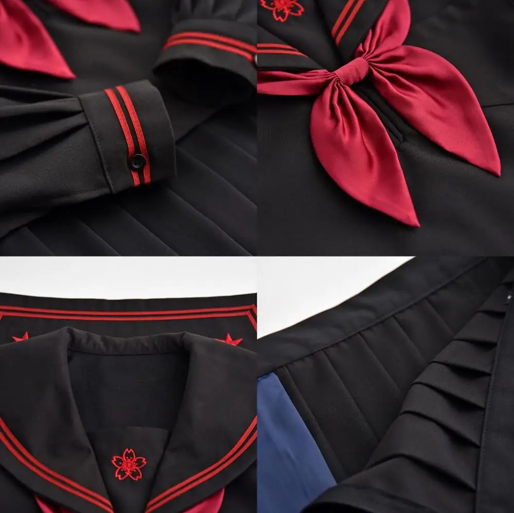 Dark Demon Japanese JK Sets School Uniform Girls Sakura Embroideried Autumn High School Women Novelty Sailor Suits Uniforms XXL japanese school uniform