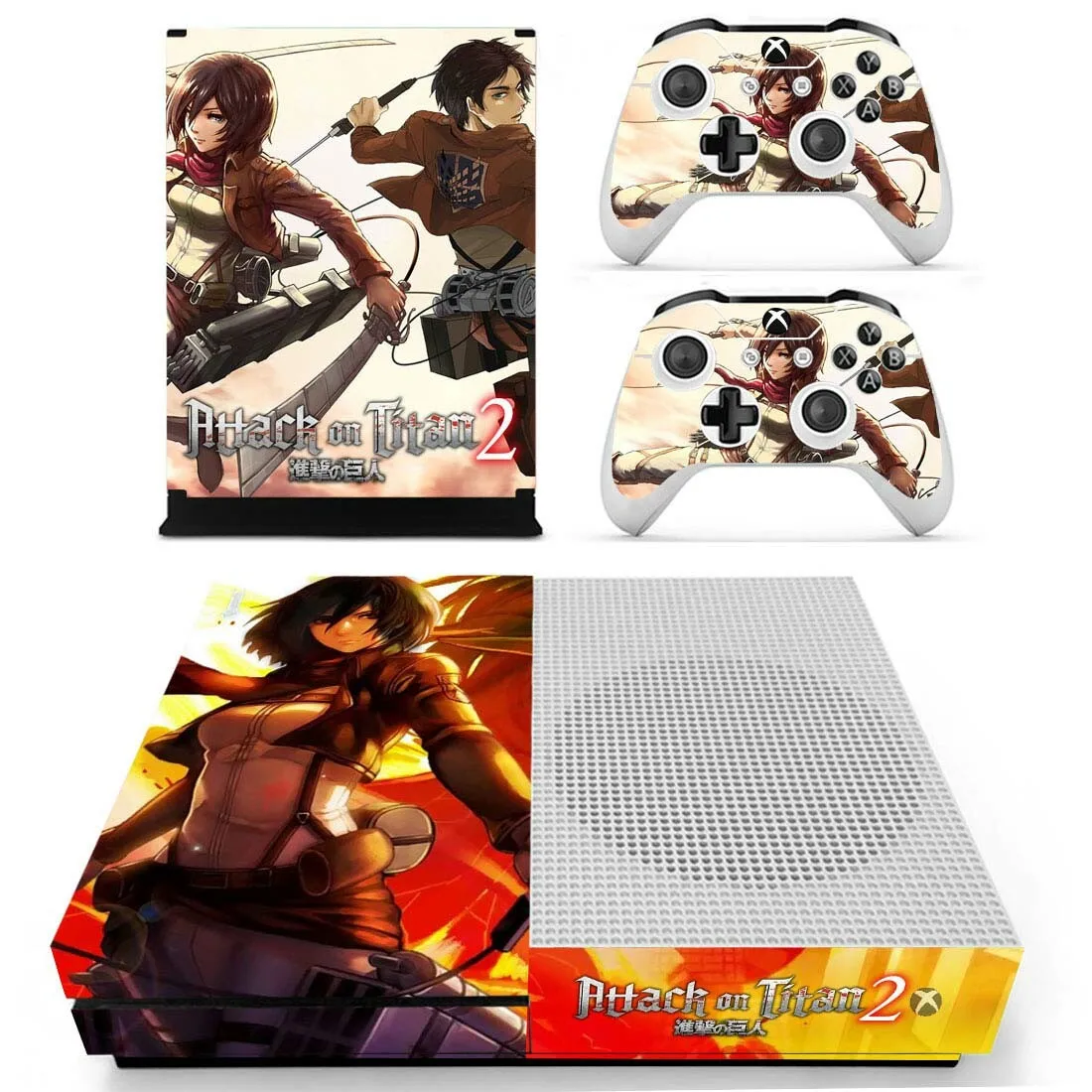 Attack on Titan 2 стикер s для Xbox One S виниловые наклейки на кожу наклейки Pegatinas для Xbox one тонкая консоль и два контроллера шкуры