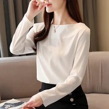 Korean Fashion Women Blouses Elegant Woman Silk Blouse Shirt Plus Size Womens Tops and Blouses Blusas Mujer De Moda Satin Blouse