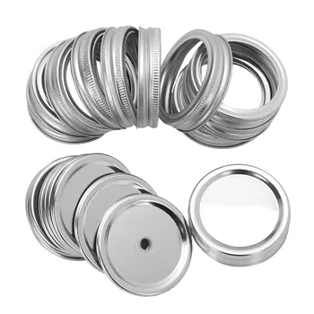

10 Sets Tinplate Screw Bands with Mason Jar Split-Type Lids without hole and Split Lids with Straw Hole 70mm/87mm Inner Diameter