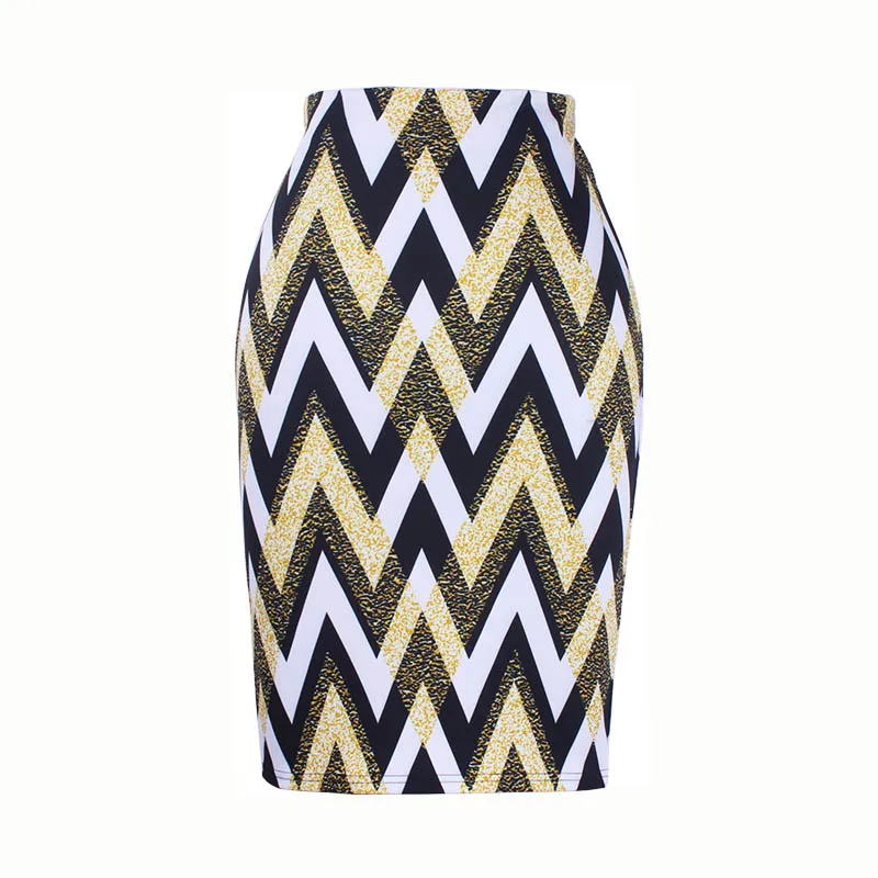 Черные золотистые гофрированные юбки-карандаш с геометрическим принтом для девочек, женские Облегающие юбки - Цвет: WWP087