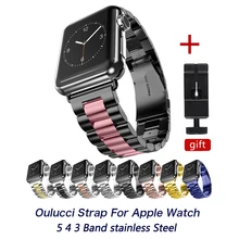 Роскошные Нержавеющая сталь металлический ремешок для наручных часов Apple Watch 4/3/2/1/5 42/40/38/44 мм браслет наручные Ремешки для Аксессуары для iwatch