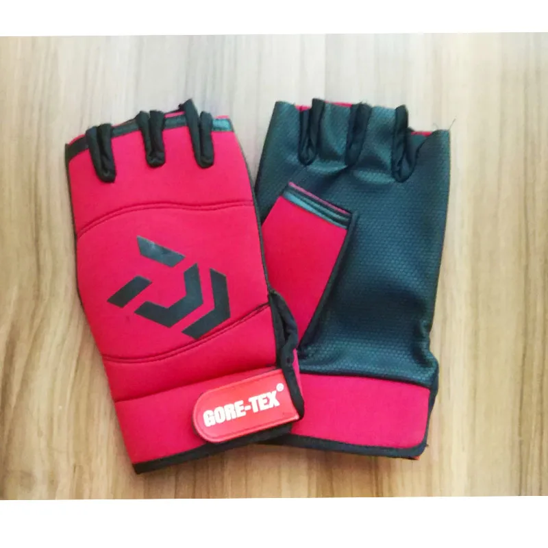 DW Red 5 Cut Мужские перчатки для рыбалки на открытом воздухе, Нескользящие, для рыбалки, велоспорта, защитные перчатки с тремя пальцами, для спорта на открытом воздухе, половина пальцев, снаряжение - Цвет: DW Red 5 Cut