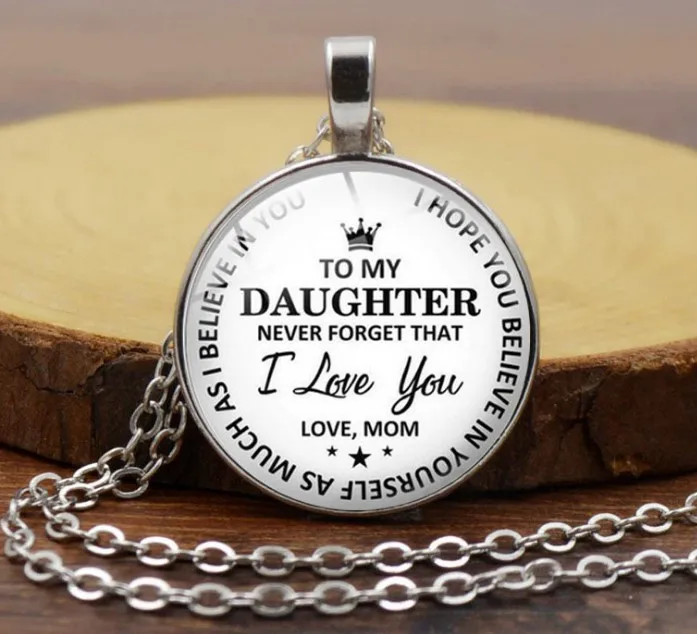 

Wholesale 12pcs Kawaii Cartoon Mom and Baby Necklace Gold Silver Plated To My Daughter Necklaces For Girls Kids Birthday Gifts