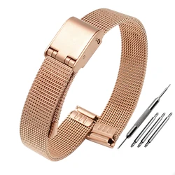 Stainless Steel Milanese Mesh Watch Strap - Thin Bracelet - 22mm (Rose gold)