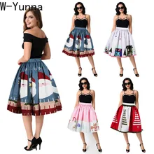 W-Yunna/Рождественская плиссированная юбка с 3D принтом снеговика в стиле Харадзюку с высокой талией; уличная одежда с эластичной резинкой на талии; Faldas Mujer