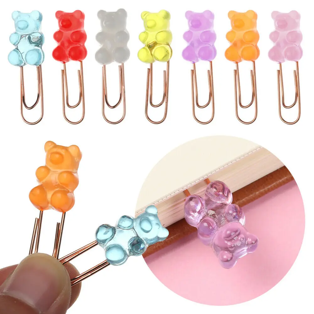 10 unids/lote Arco Iris Kawaii oso Clip de papel decorativo regalo carpeta Archivo Clips de la Oficina de la escuela, Accesorios de escritorio