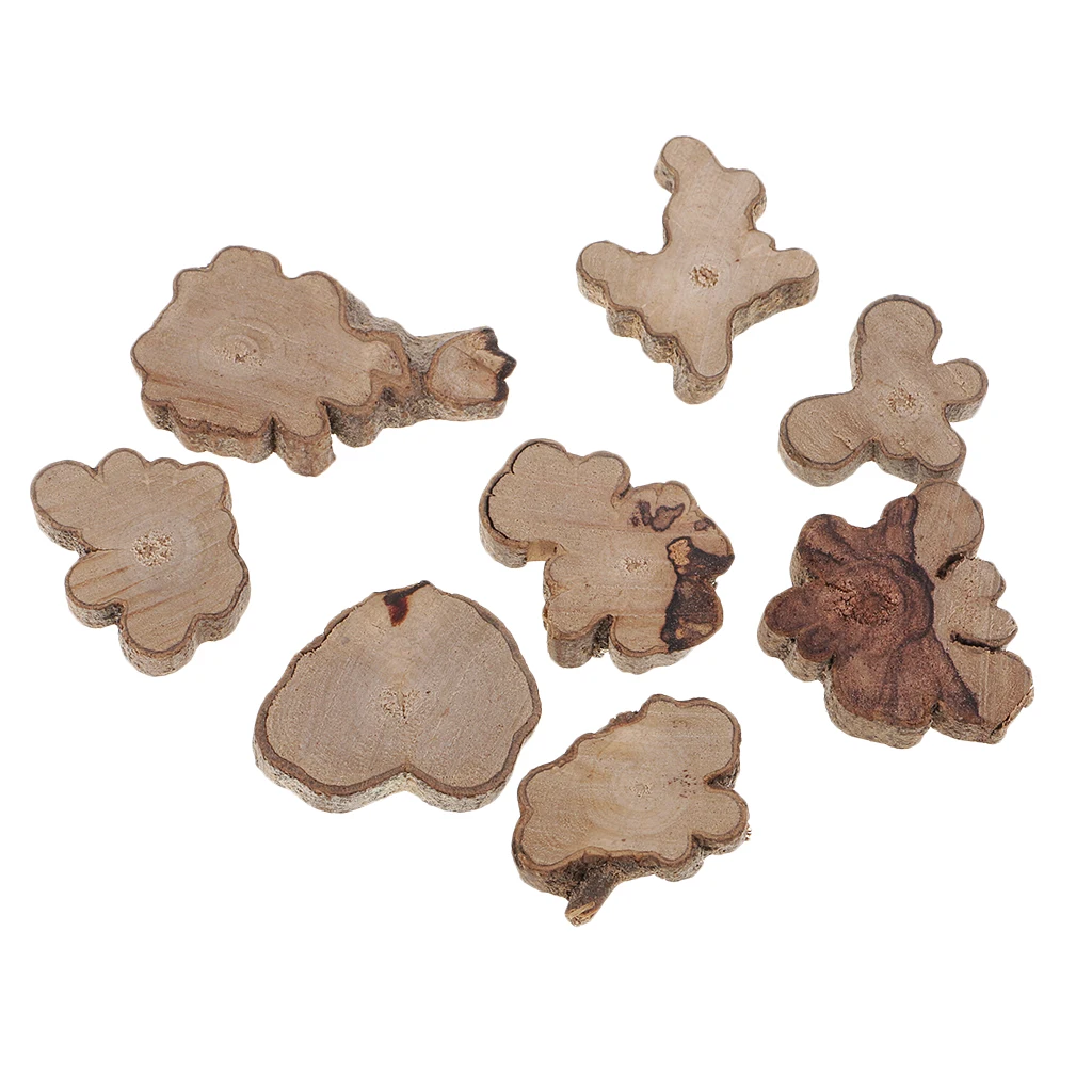 30Pcs Irregular Wood Log Slices Natural Tree Bark Decorative Embellishments for Home Decor & Rustic Weddings