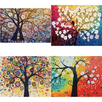 

Painting By Numbers Flower Tree DIY Modern Oil Painting Paint Canvas Picture Home Decoration Hand Painted Wall Art