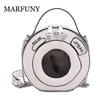

Fashion Small Handbags Chain Women Crossbody Bags Designer 2020 Crossbody PU Leather Black Soft Leather Messenger Round Bag