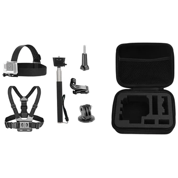 

Carrying Case for Digital Camera GoPro Hero 1 2 3 3+ & Head Strap Mount/Chest Harness/Selfie Stick for Gopro Hero 6 5