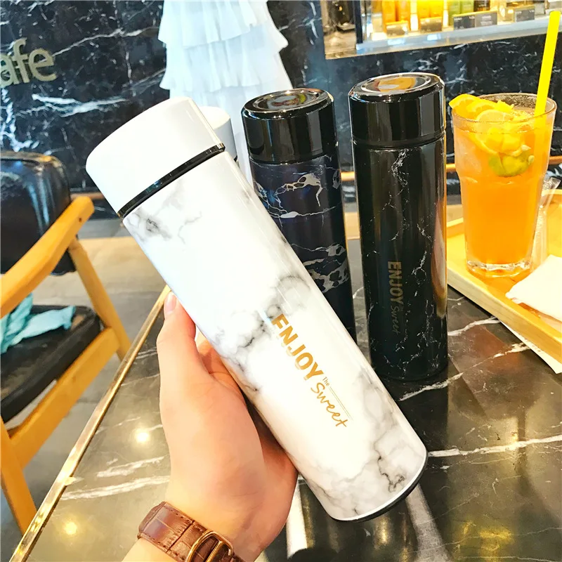 

Creative Marbling Insulated Stainless Steel Bottle Men And Women Students Fresh Couples Pitcher INS Northern European-Style Wate