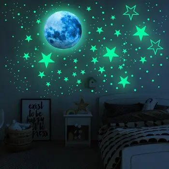 

Marie 3d Wall Stickers Luminous Stars And Moon Glow In The Dark For Kids Baby Living Room Bedroom Home Wall Decoration Sticker